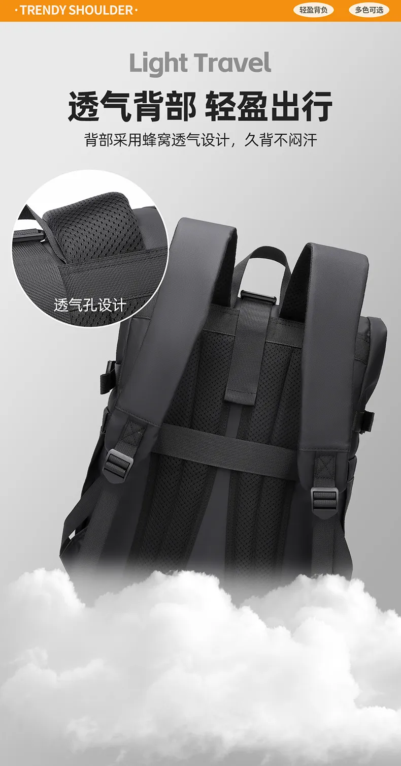 Men's Multifunctional Backpack, Simple Business Style, Large Capacity Laptop Bag, Short Trip Travel Backpack, Student School Bag showcase 18
