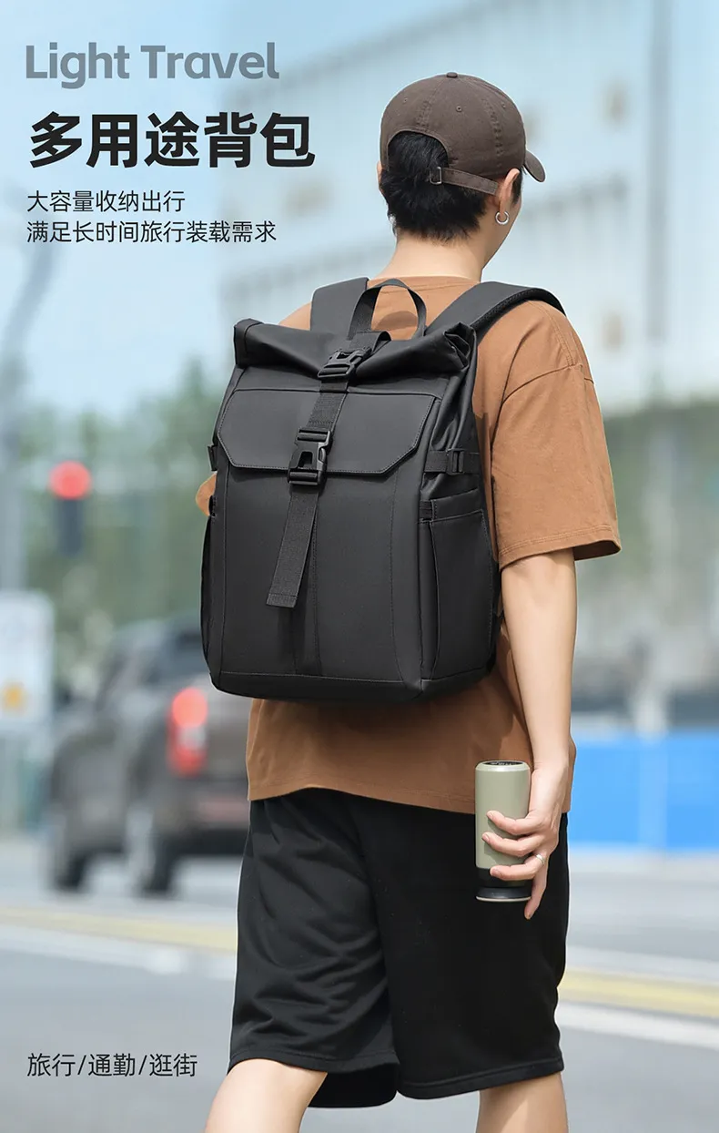 Men's Multifunctional Backpack, Simple Business Style, Large Capacity Laptop Bag, Short Trip Travel Backpack, Student School Bag showcase 5