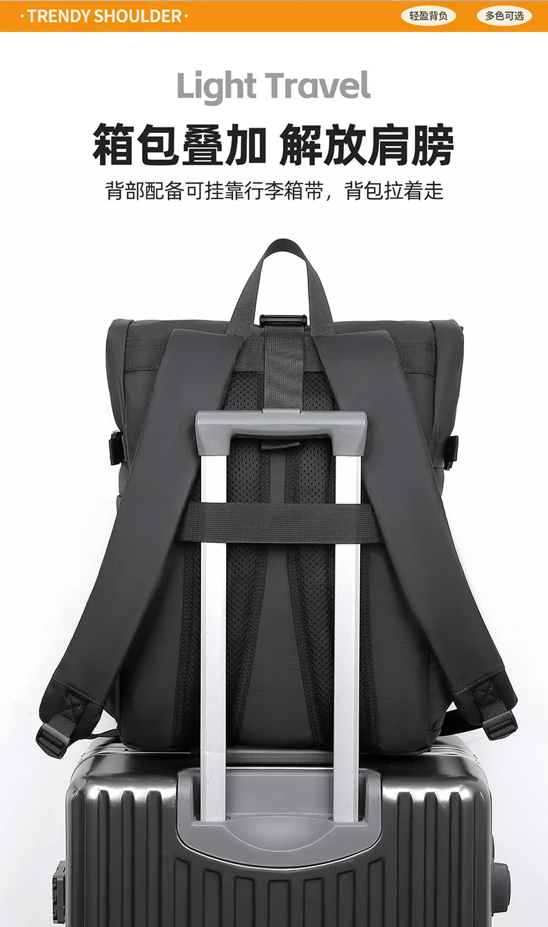 Men's Multifunctional Backpack, Simple Business Style, Large Capacity Laptop Bag, Short Trip Travel Backpack, Student School Bag showcase 15