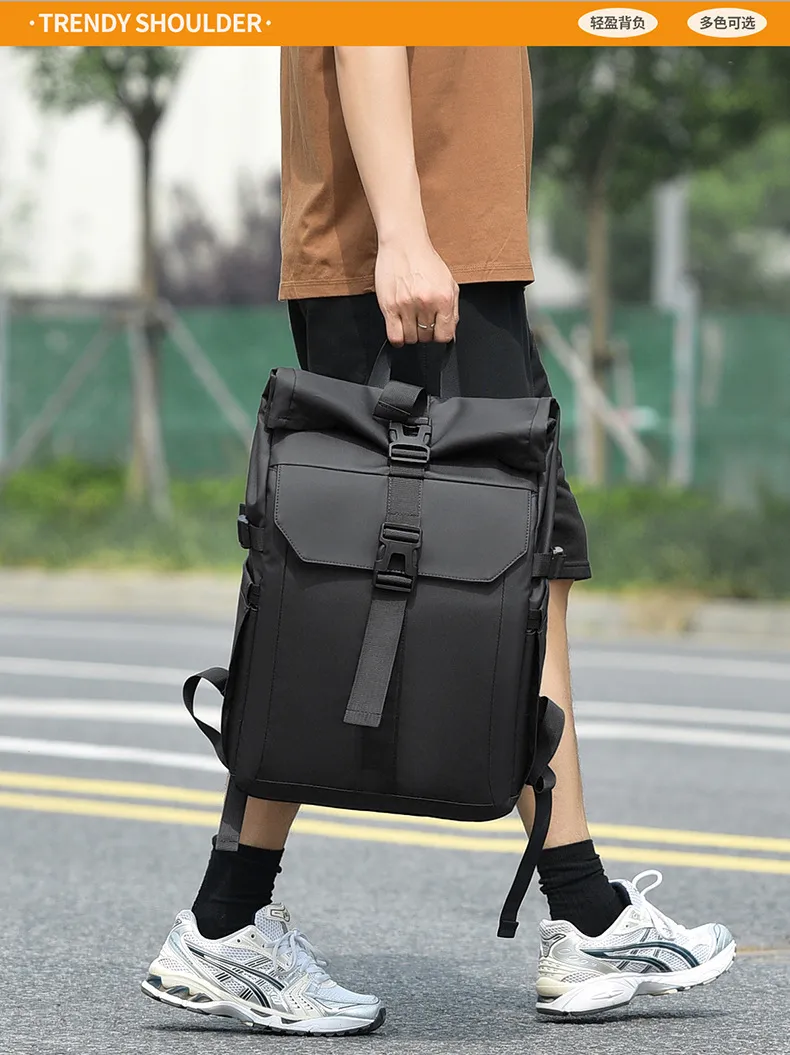 Men's Multifunctional Backpack, Simple Business Style, Large Capacity Laptop Bag, Short Trip Travel Backpack, Student School Bag showcase 9