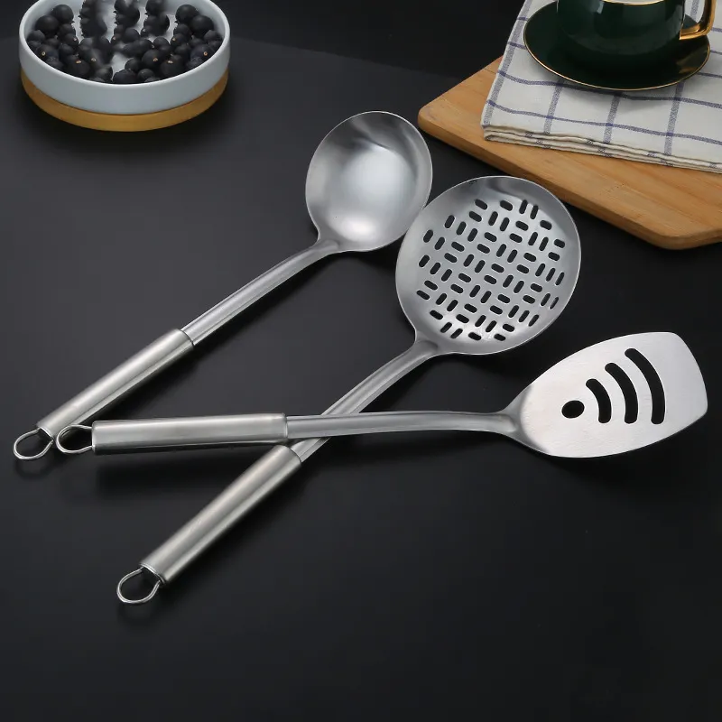 Stainless Steel Kitchen Utensil Set - Spatula, Spoon, Colander - Heavy Duty Cooking Tools for Home Chefs thumbnail 3