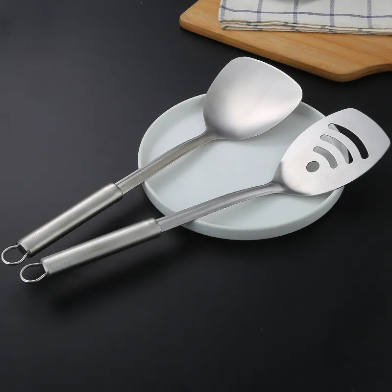 Stainless Steel Kitchen Utensil Set - Spatula, Spoon, Colander - Heavy Duty Cooking Tools for Home Chefs thumbnail 2