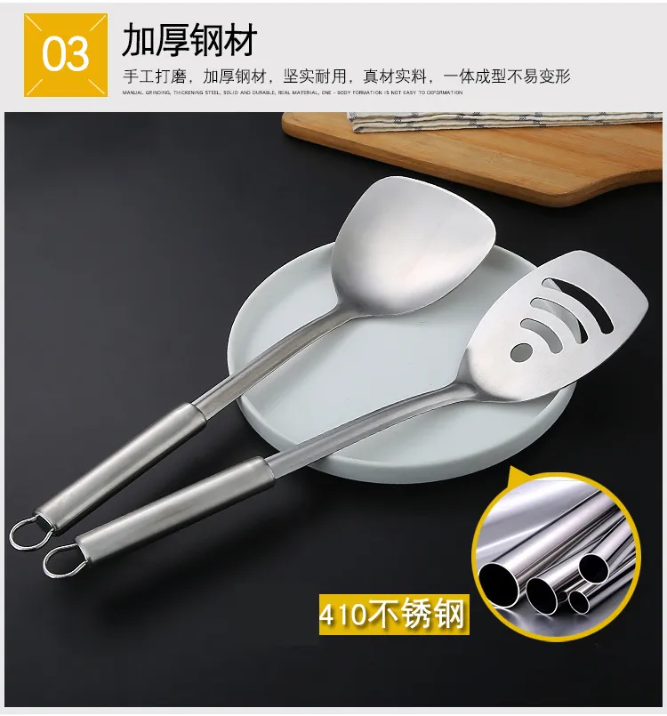 Stainless Steel Kitchen Utensil Set - Spatula, Spoon, Colander - Heavy Duty Cooking Tools for Home Chefs showcase 9