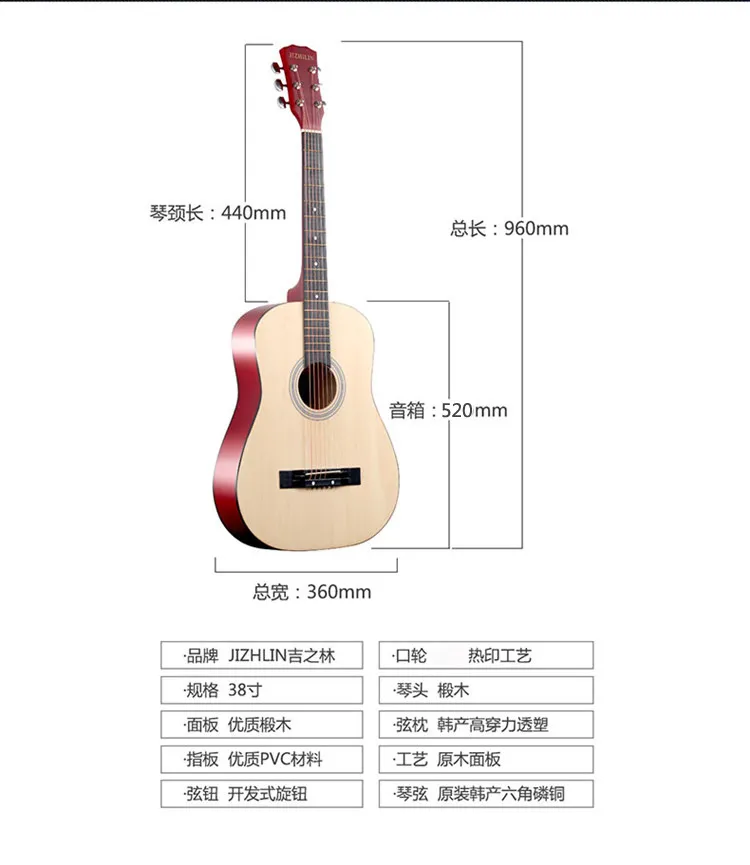 30/36 Inch Acoustic Folk Guitar for Beginners, Students, and Novices - Rounded Corner Design, Ideal Practice Instrument for Aspiring Guitarists showcase 5