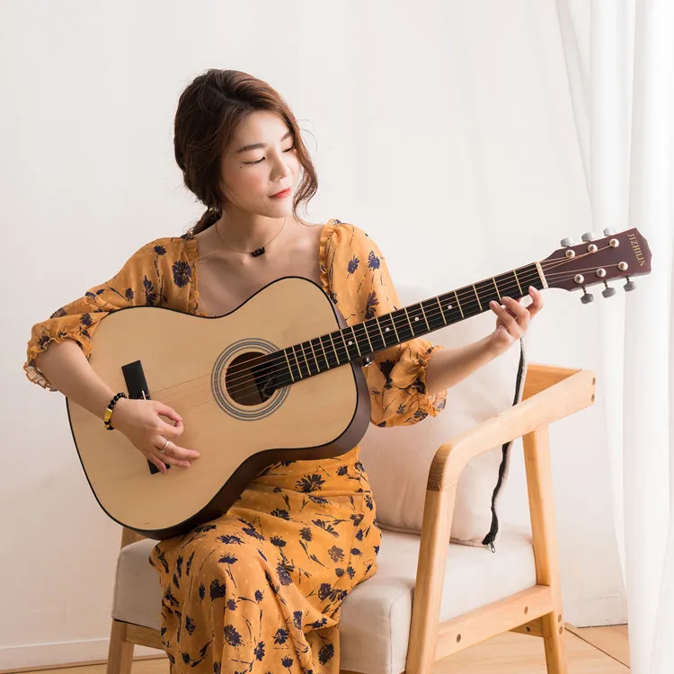 30/36 Inch Acoustic Folk Guitar for Beginners, Students, and Novices - Rounded Corner Design, Ideal Practice Instrument for Aspiring Guitarists thumbnail 2
