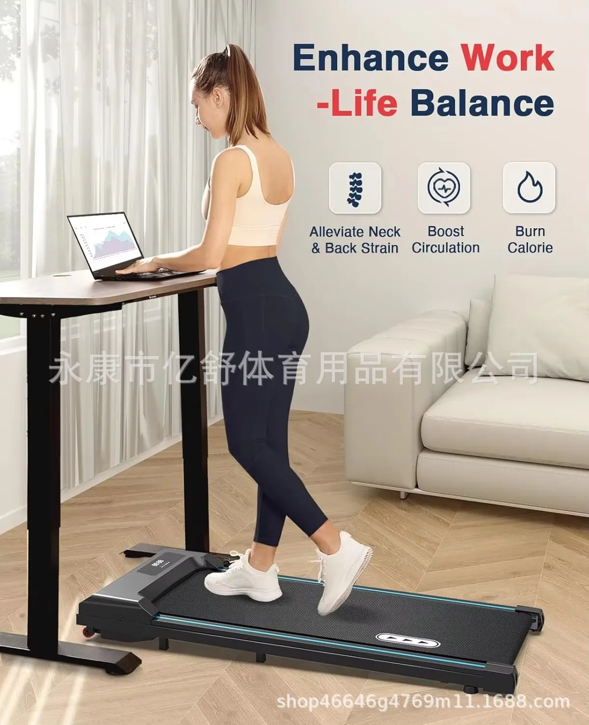 Foldable Treadmill Walking Machine - Compact Electric Indoor Fitness Equipment for Home Gym - Silent, Space-Saving Design for Cardio Workout showcase 4