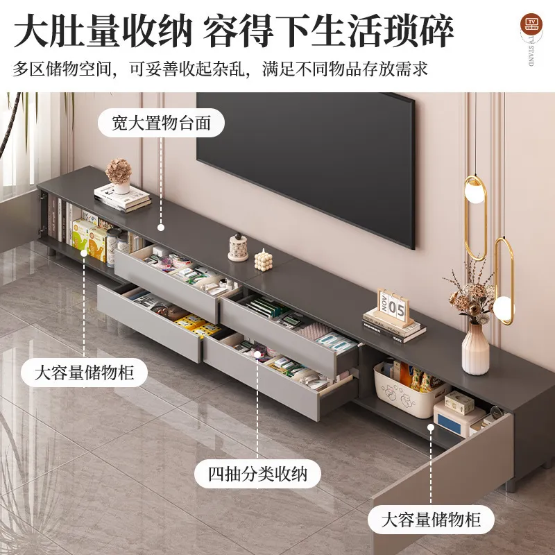 Modern Minimalist TV Cabinet Storage Cabinet for Living Room - Small Apartment Luxury Floor Standing Media Console thumbnail 2