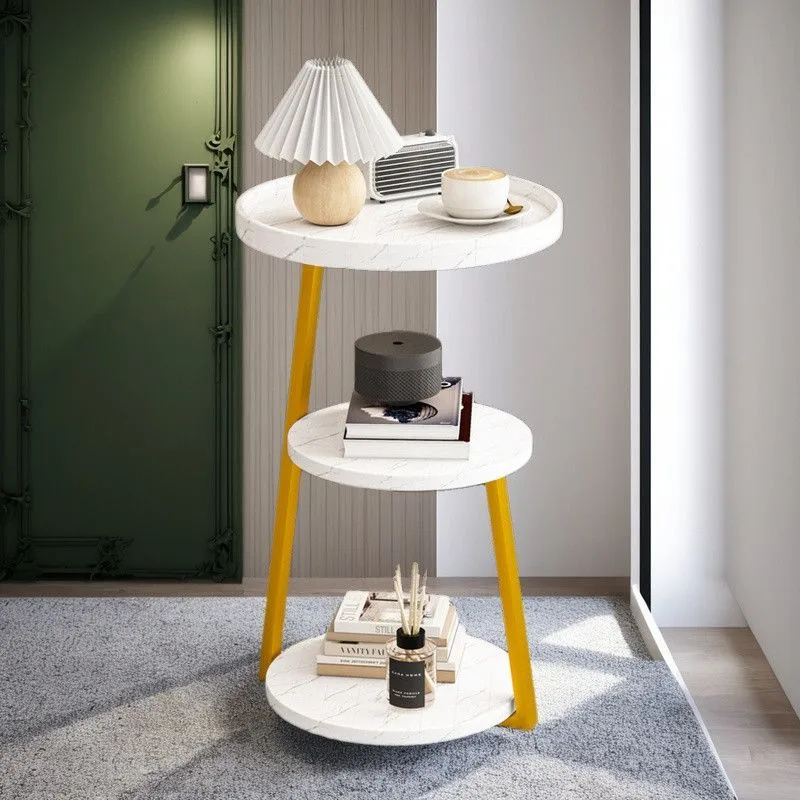Modern Nordic Style Small Coffee Table Sofa Side Table Living Room Home Small Apartment Bedside Table Simple Corner Table Side Cabinet Small Round Table thumbnail 4