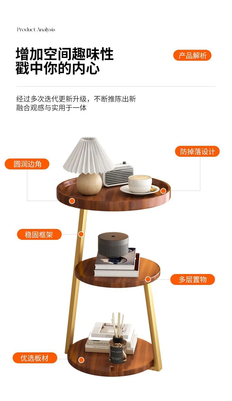 Modern Nordic Style Small Coffee Table Sofa Side Table Living Room Home Small Apartment Bedside Table Simple Corner Table Side Cabinet Small Round Table showcase 8