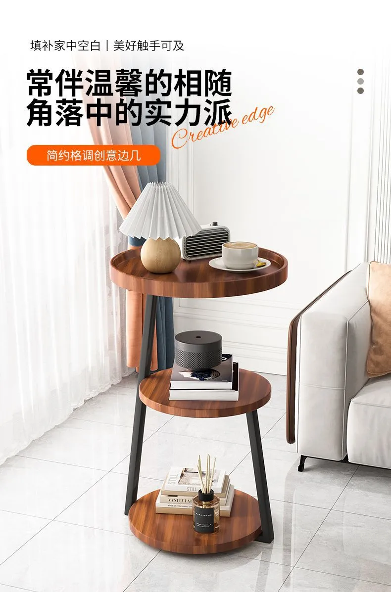 Modern Nordic Style Small Coffee Table Sofa Side Table Living Room Home Small Apartment Bedside Table Simple Corner Table Side Cabinet Small Round Table showcase 4