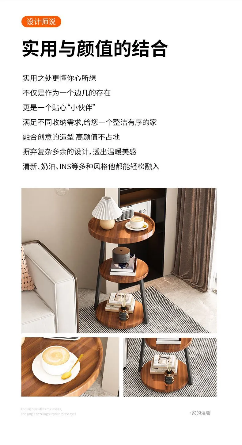 Modern Nordic Style Small Coffee Table Sofa Side Table Living Room Home Small Apartment Bedside Table Simple Corner Table Side Cabinet Small Round Table showcase 6