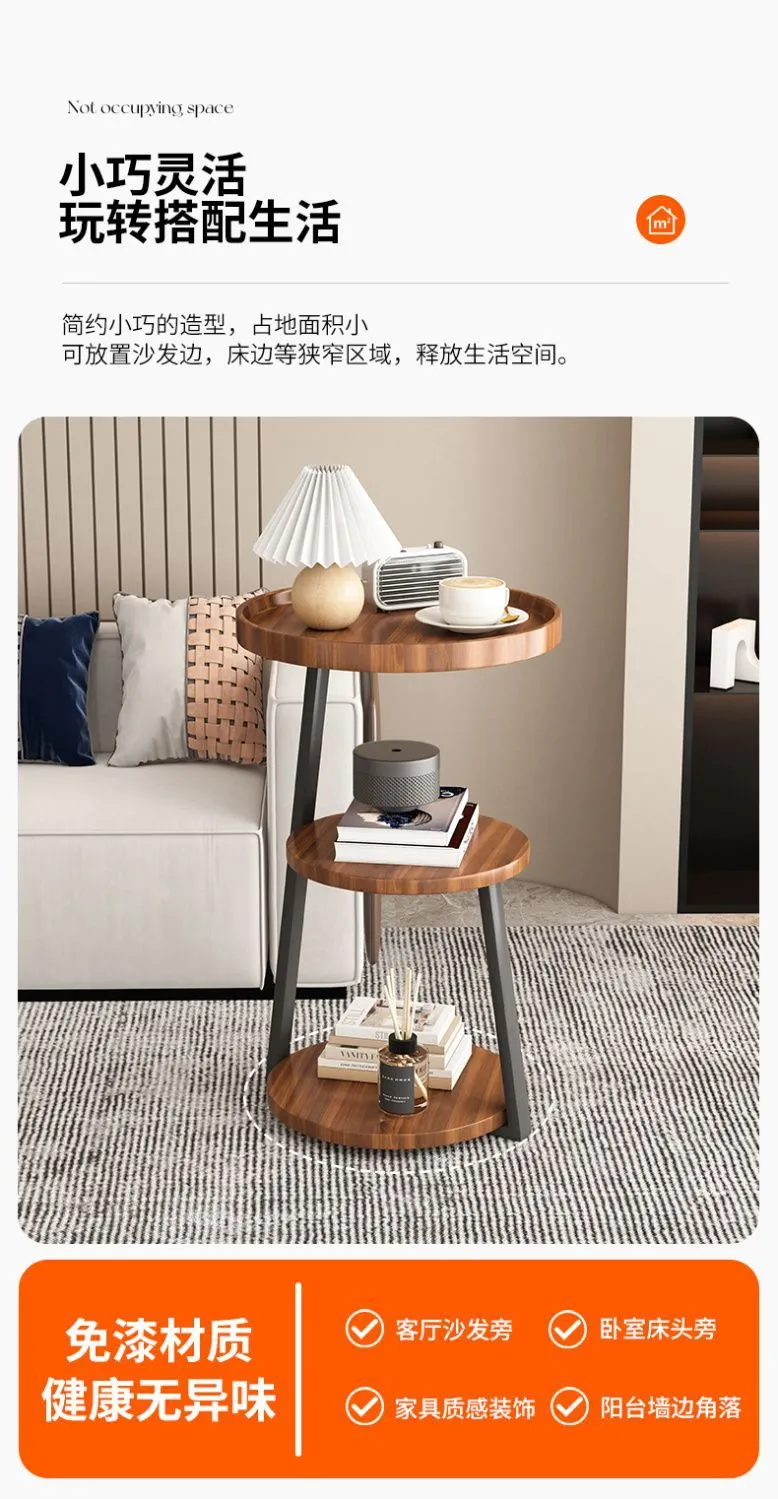 Modern Nordic Style Small Coffee Table Sofa Side Table Living Room Home Small Apartment Bedside Table Simple Corner Table Side Cabinet Small Round Table showcase 9