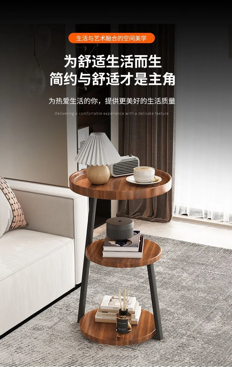 Modern Nordic Style Small Coffee Table Sofa Side Table Living Room Home Small Apartment Bedside Table Simple Corner Table Side Cabinet Small Round Table showcase 7