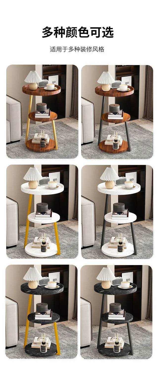 Modern Nordic Style Small Coffee Table Sofa Side Table Living Room Home Small Apartment Bedside Table Simple Corner Table Side Cabinet Small Round Table showcase 19