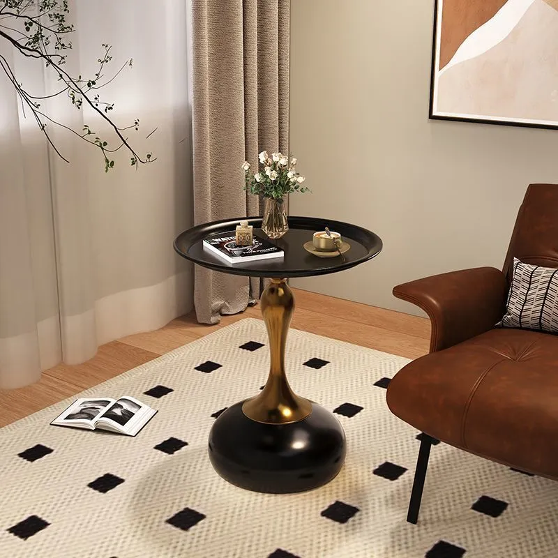 Modern Round Sofa Side Table - Light Luxury Wrought Iron Coffee Table for Living Room, Bedroom Bedside, Mobile End Table, High-End Home Decor thumbnail 3