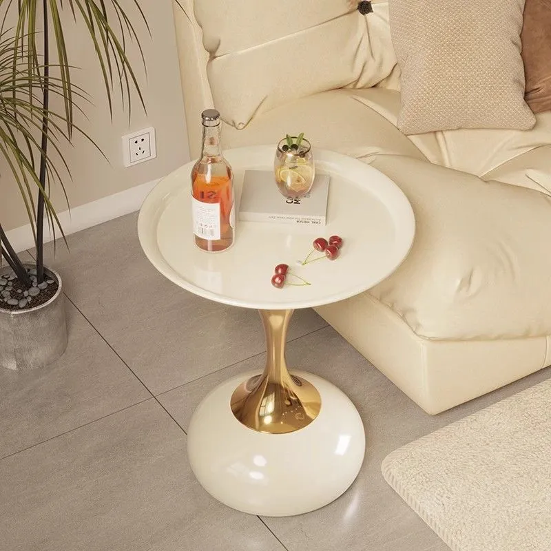 Modern Round Sofa Side Table - Light Luxury Wrought Iron Coffee Table for Living Room, Bedroom Bedside, Mobile End Table, High-End Home Decor showcase 1