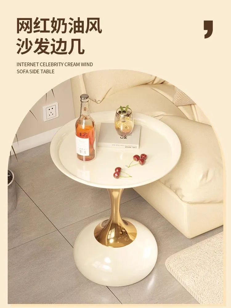 Modern Round Sofa Side Table - Light Luxury Wrought Iron Coffee Table for Living Room, Bedroom Bedside, Mobile End Table, High-End Home Decor showcase 3