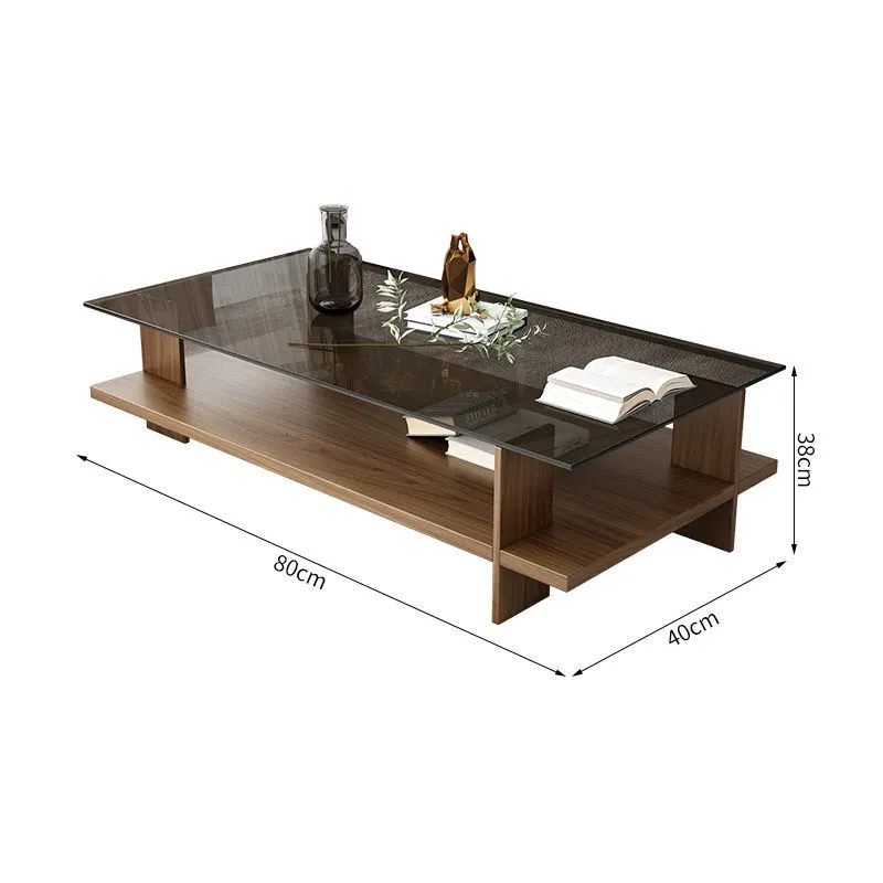 Modern Minimalist Coffee Table for Living Room Home Office - Small Apartment Tempered Glass Nordic Style Tea Table thumbnail 7