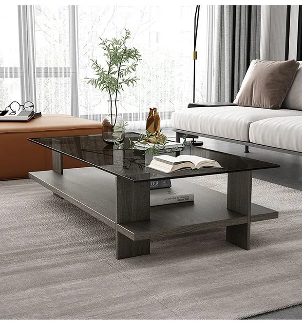 Modern Minimalist Coffee Table for Living Room Home Office - Small Apartment Tempered Glass Nordic Style Tea Table showcase 11