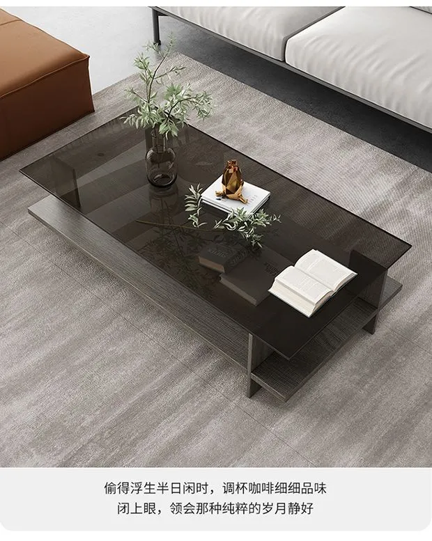 Modern Minimalist Coffee Table for Living Room Home Office - Small Apartment Tempered Glass Nordic Style Tea Table showcase 10
