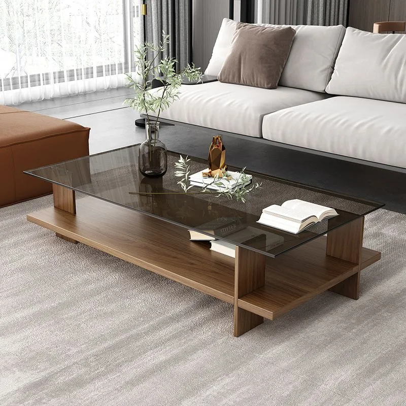 Modern Minimalist Coffee Table for Living Room Home Office - Small Apartment Tempered Glass Nordic Style Tea Table thumbnail 2