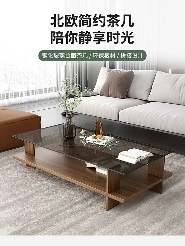 Modern Minimalist Coffee Table for Living Room Home Office - Small Apartment Tempered Glass Nordic Style Tea Table showcase 2