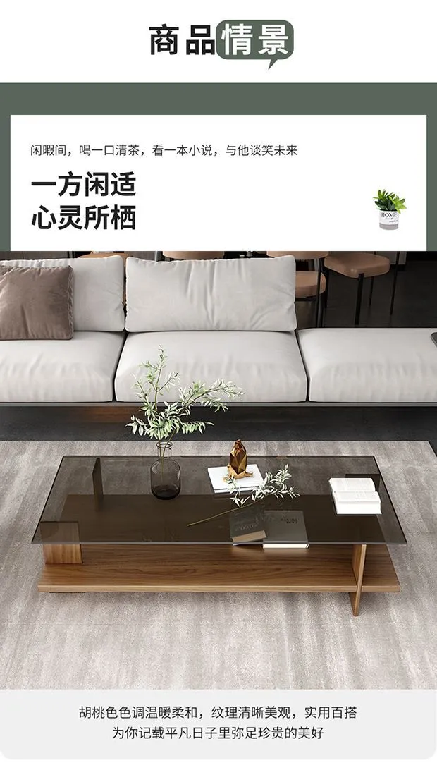 Modern Minimalist Coffee Table for Living Room Home Office - Small Apartment Tempered Glass Nordic Style Tea Table showcase 7