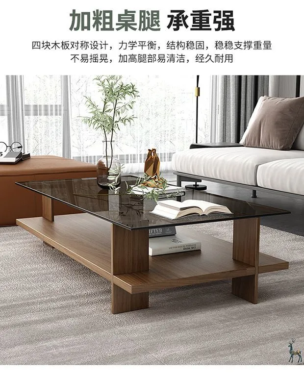 Modern Minimalist Coffee Table for Living Room Home Office - Small Apartment Tempered Glass Nordic Style Tea Table showcase 5
