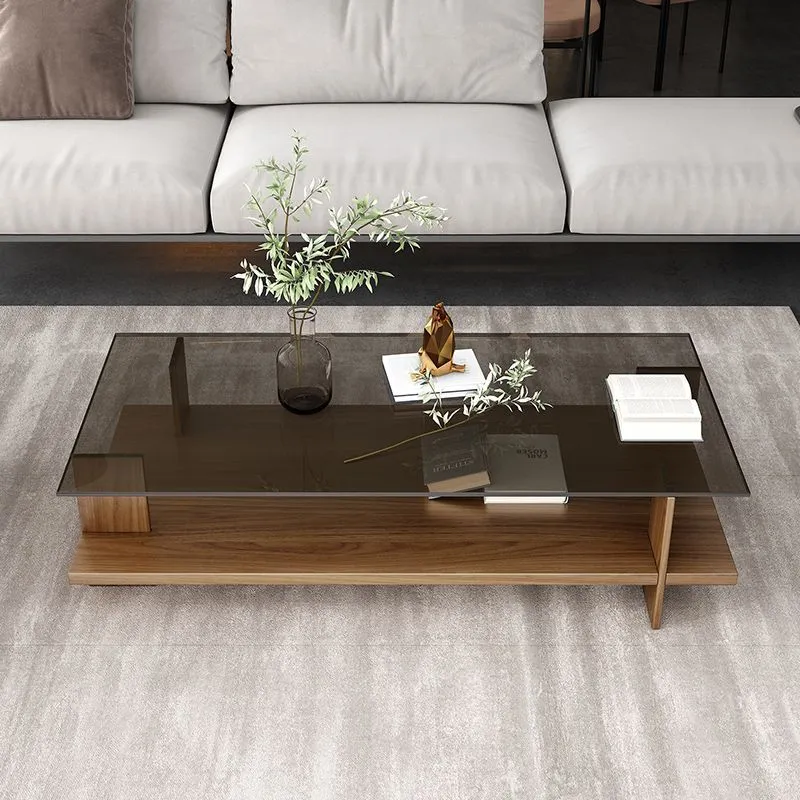 Modern Minimalist Coffee Table for Living Room Home Office - Small Apartment Tempered Glass Nordic Style Tea Table thumbnail 3