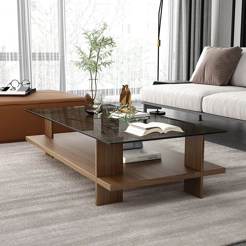 Modern Minimalist Coffee Table for Living Room Home Office - Small Apartment Tempered Glass Nordic Style Tea Table thumbnail 4