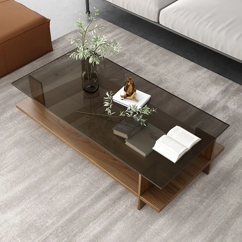 Modern Minimalist Coffee Table for Living Room Home Office - Small Apartment Tempered Glass Nordic Style Tea Table