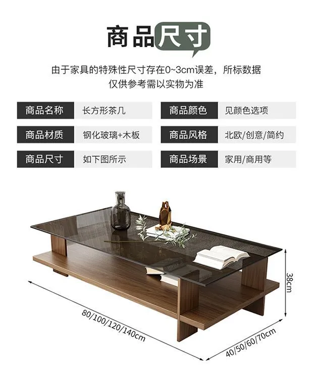 Modern Minimalist Coffee Table for Living Room Home Office - Small Apartment Tempered Glass Nordic Style Tea Table showcase 12