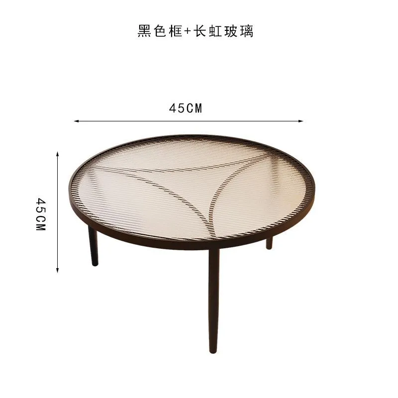 Round Glass Coffee Table for Living Room Small Apartment Balcony Cream Style Side Table Hotel Apartment Table thumbnail 9