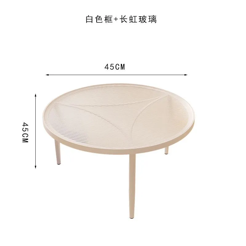 Round Glass Coffee Table for Living Room Small Apartment Balcony Cream Style Side Table Hotel Apartment Table thumbnail 6