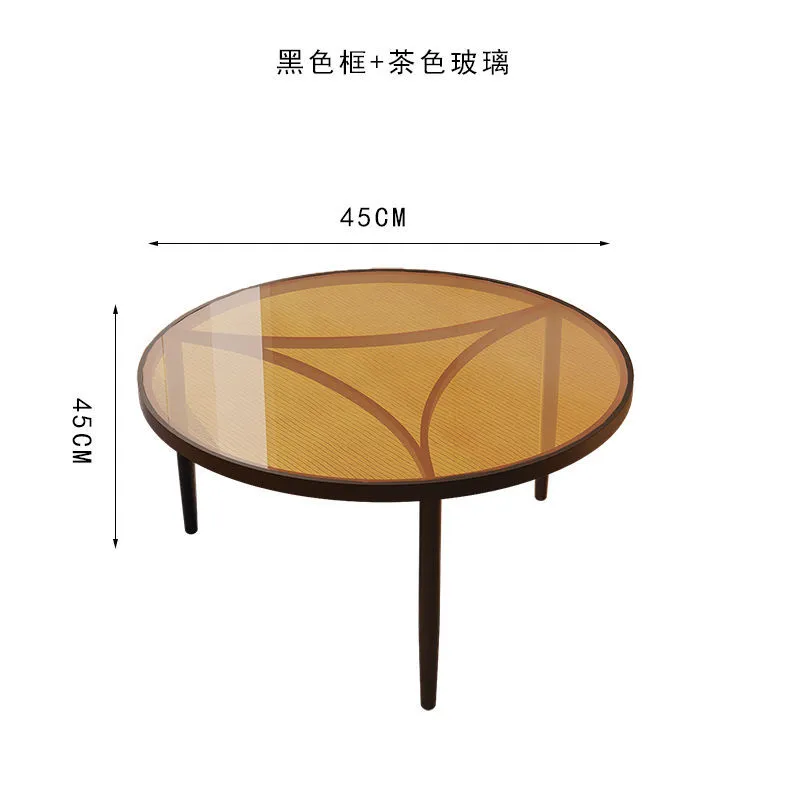 Round Glass Coffee Table for Living Room Small Apartment Balcony Cream Style Side Table Hotel Apartment Table thumbnail 8