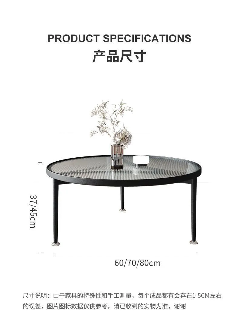 Round Glass Coffee Table for Living Room Small Apartment Balcony Cream Style Side Table Hotel Apartment Table showcase 10