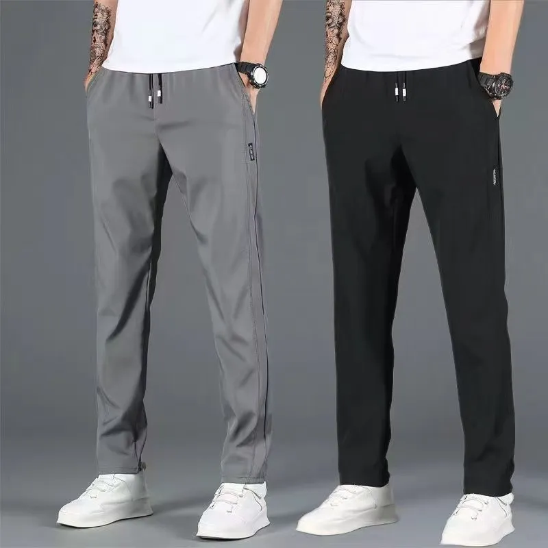 Men's Fleece Lined Sports Pants - Slim Fit Straight Leg Casual Trousers for Autumn Winter - Warm, Comfortable, and Stylish Activewear thumbnail 1