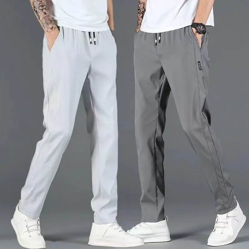 Men's Fleece Lined Sports Pants - Slim Fit Straight Leg Casual Trousers for Autumn Winter - Warm, Comfortable, and Stylish Activewear thumbnail 2