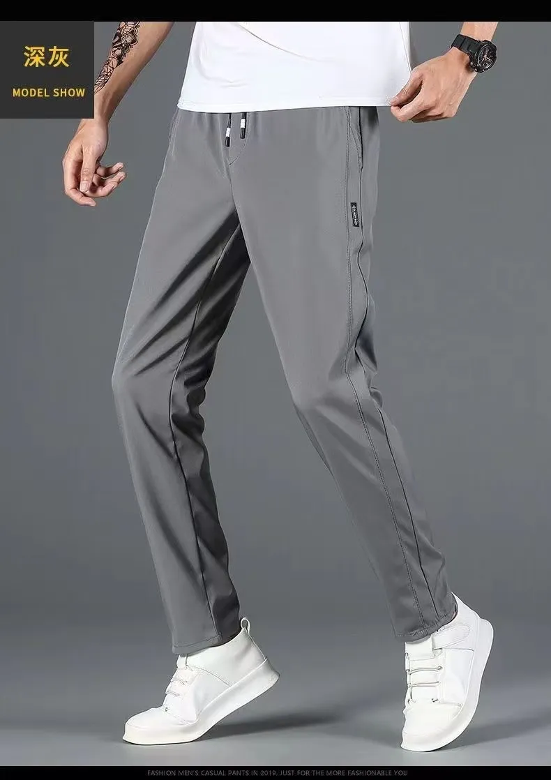 Men's Fleece Lined Sports Pants - Slim Fit Straight Leg Casual Trousers for Autumn Winter - Warm, Comfortable, and Stylish Activewear thumbnail 10