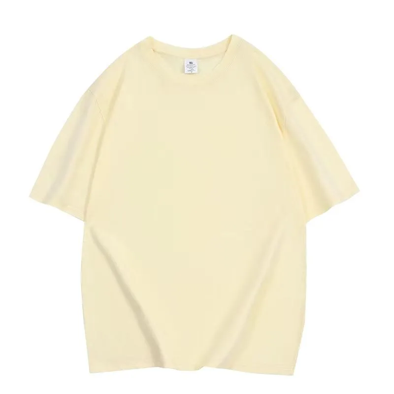 Men's Heavyweight Cotton T-Shirt - American Style 240g Short Sleeve Crew Neck Tee - Loose Fit Basic Solid Color Undershirt for Casual Wear thumbnail 6