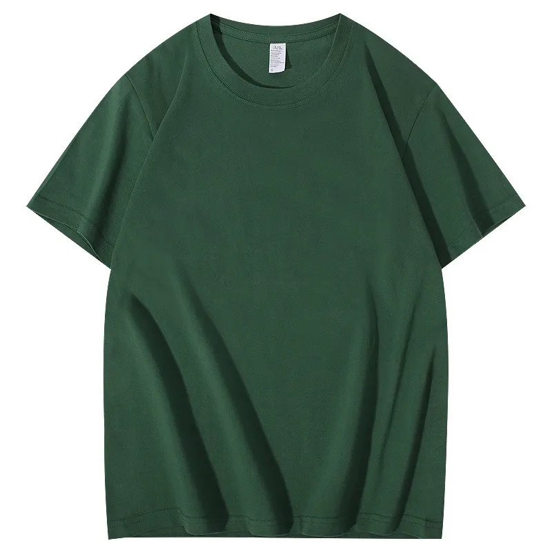Men's Heavyweight Cotton T-Shirt - American Style 240g Short Sleeve Crew Neck Tee - Loose Fit Basic Solid Color Undershirt for Casual Wear thumbnail 9