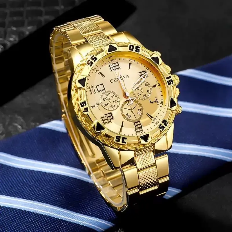 Men's Business Quartz Watch with Blue Light Glass, Stainless Steel Band, Multi-Function Digital Scale, and Three-Eye Design - Wholesale Available thumbnail 4