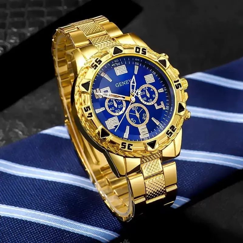 Men's Business Quartz Watch with Blue Light Glass, Stainless Steel Band, Multi-Function Digital Scale, and Three-Eye Design - Wholesale Available thumbnail 1