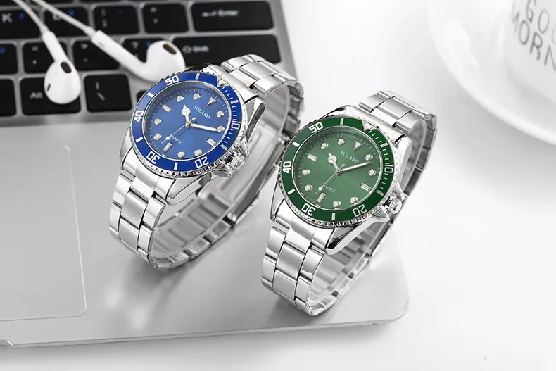 Men's Fashion Green Water Ghost Watch - Stainless Steel Strap Quartz Wristwatch - Stylish Analog Timepiece for Men showcase 8