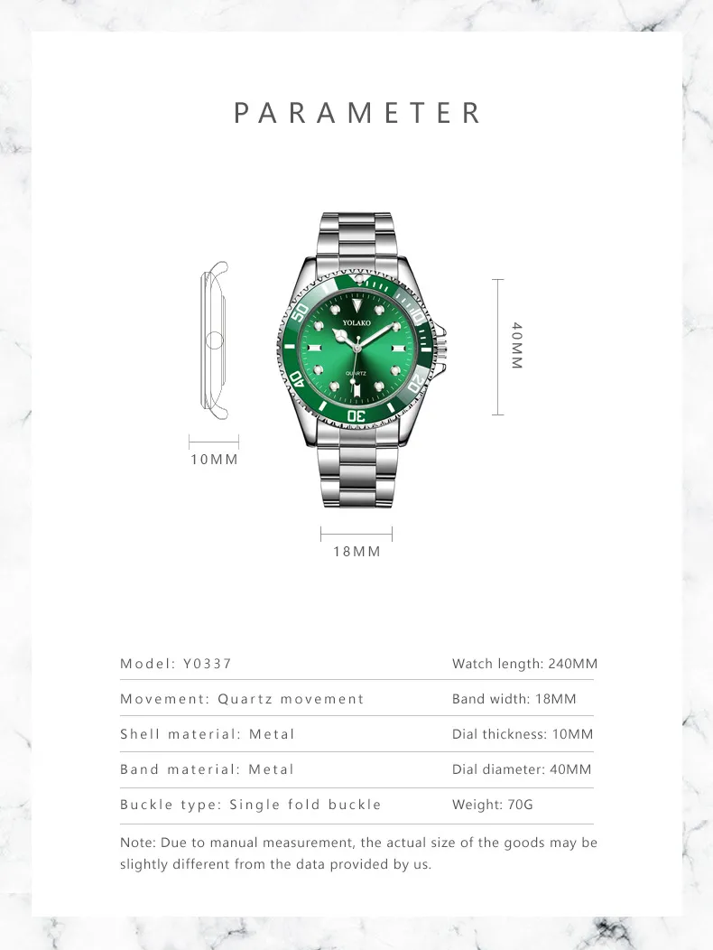 Men's Fashion Green Water Ghost Watch - Stainless Steel Strap Quartz Wristwatch - Stylish Analog Timepiece for Men showcase 12