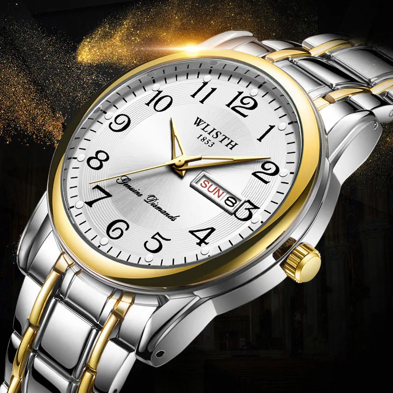 WALIS Swiss Men's Watch Large Digital Display Waterproof Quartz Wristwatch for Middle-Aged and Elderly Men showcase 14
