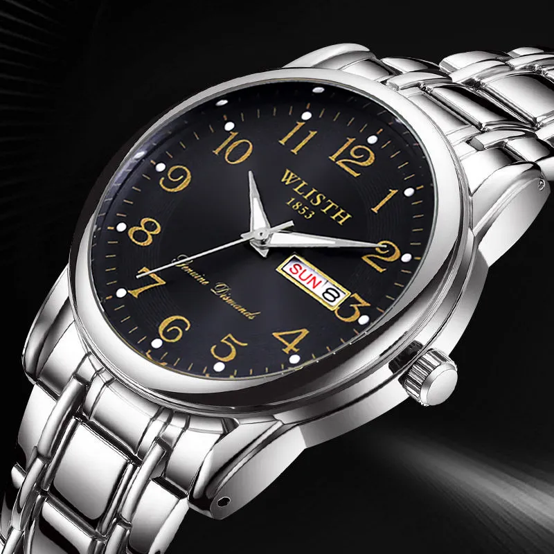 WALIS Swiss Men's Watch Large Digital Display Waterproof Quartz Wristwatch for Middle-Aged and Elderly Men showcase 17