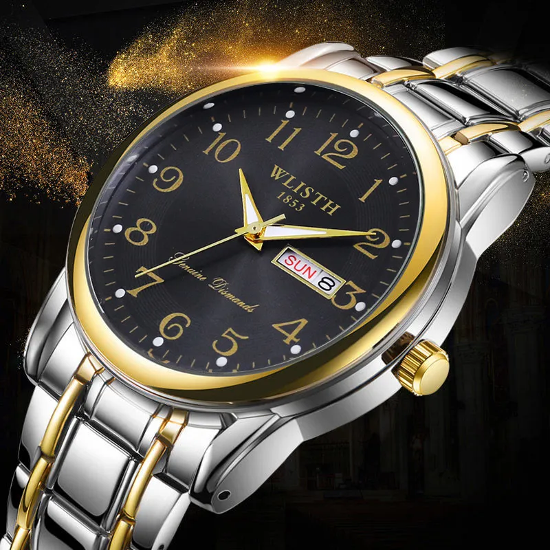 WALIS Swiss Men's Watch Large Digital Display Waterproof Quartz Wristwatch for Middle-Aged and Elderly Men showcase 15