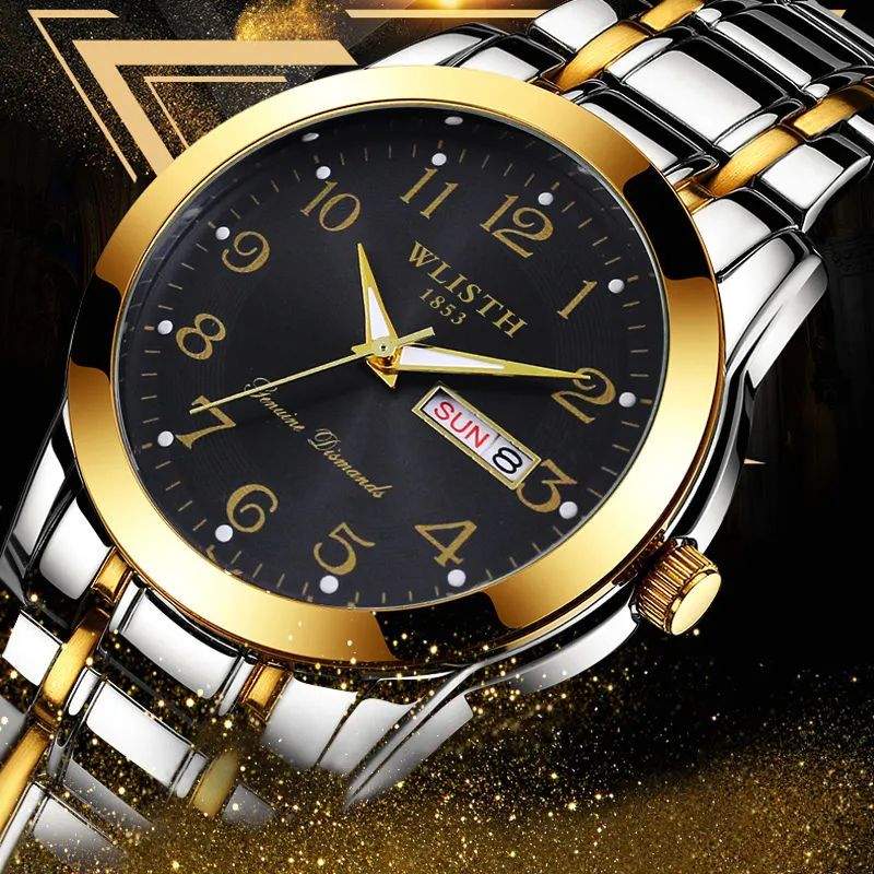 WALIS Swiss Men's Watch Large Digital Display Waterproof Quartz Wristwatch for Middle-Aged and Elderly Men showcase 1