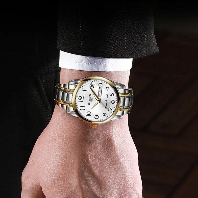 WALIS Swiss Men's Watch Large Digital Display Waterproof Quartz Wristwatch for Middle-Aged and Elderly Men thumbnail 2